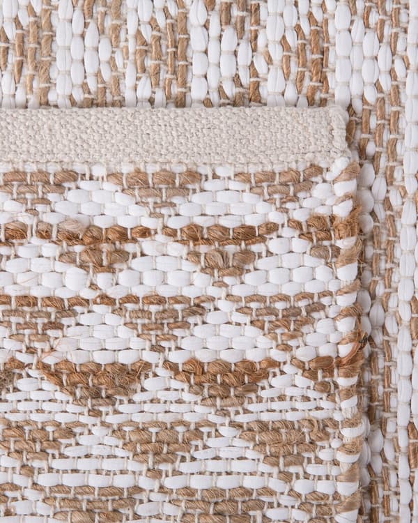 Teppe Beige Jute- og Bomullsblanding 140 x 200 cm Håndvevd Geometrisk Mønster