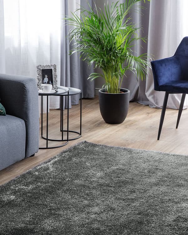 Teppe Mørkegrå Polyester Bomull 160 x 230 cm Shaggy Dekorativt Moderne Tilbehør Innredning