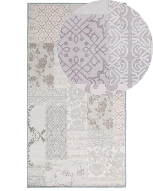 Teppe Flerfarget Grå Polyester 80 x 150 cm Blomstermønster Vintage Romantisk Moderne Stil