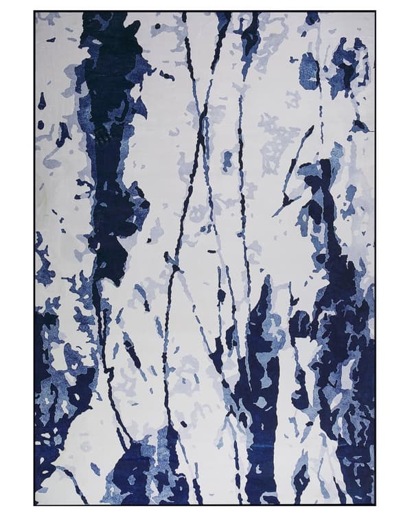 Teppe Hvitt og Blått 160 x 230 cm Abstrakt Malingseffekt Trykt Moderne med Lav Luv