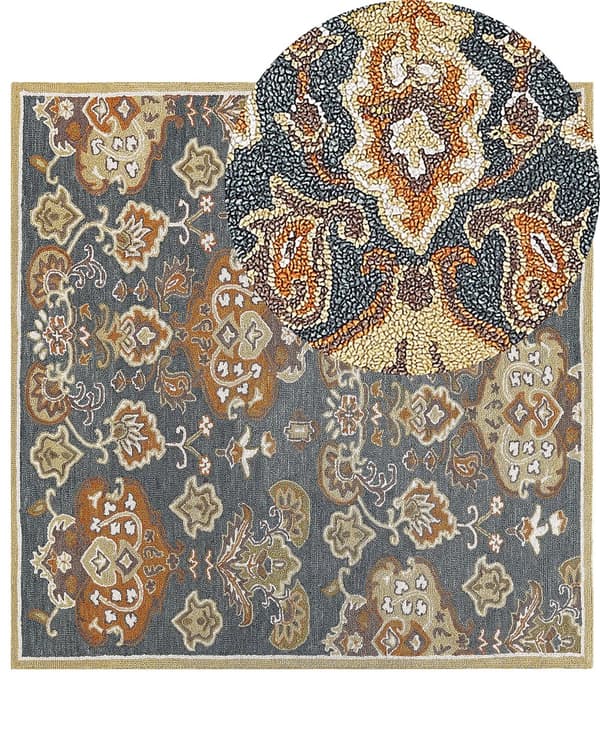 Gulvteppe Flerfarget Ull 200 x 200 cm Tykk Tett Orientalsk Mønster
