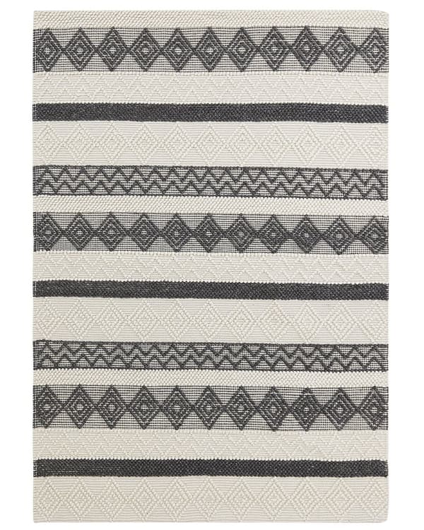 Gulvteppe Beige Grå Ull Polyester 160 x 230 cm Håndvevd Geometrisk Mønster Boho Stue Soverom