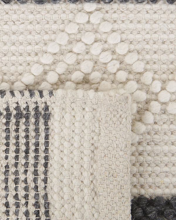 Gulvteppe Beige Grå Ull Polyester 160 x 230 cm Håndvevd Geometrisk Mønster Boho Stue Soverom