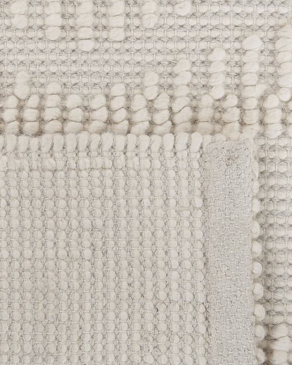 Teppe Beige Ull Polyester 200 x 200 cm Geometrisk mønster Håndvevd Boho Stue Soverom