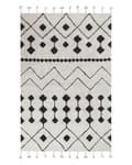 Miniatyrbilde 1 av 5: Teppe Hvit Svart Bomull 140 x 200 cm Geometrisk mønster Frynser Orientalsk Moderne