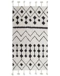 Miniatyrbilde 1 av 5: Teppe Hvit Svart Bomull 80 x 150 cm Geometrisk mønster Frynser Orientalsk Moderne