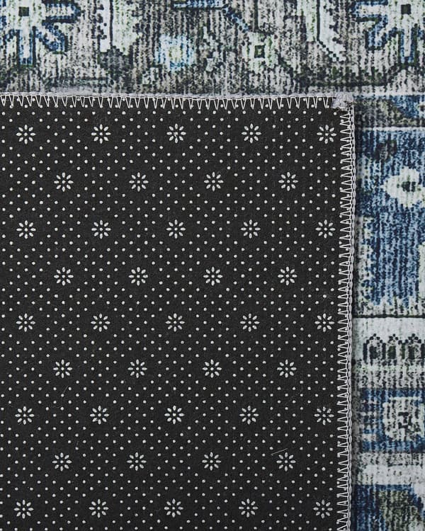 Gulvteppe Grå Blå Polyester 60 x 200 cm Moderne Stue Soverom Dekorasjon Orientalsk
