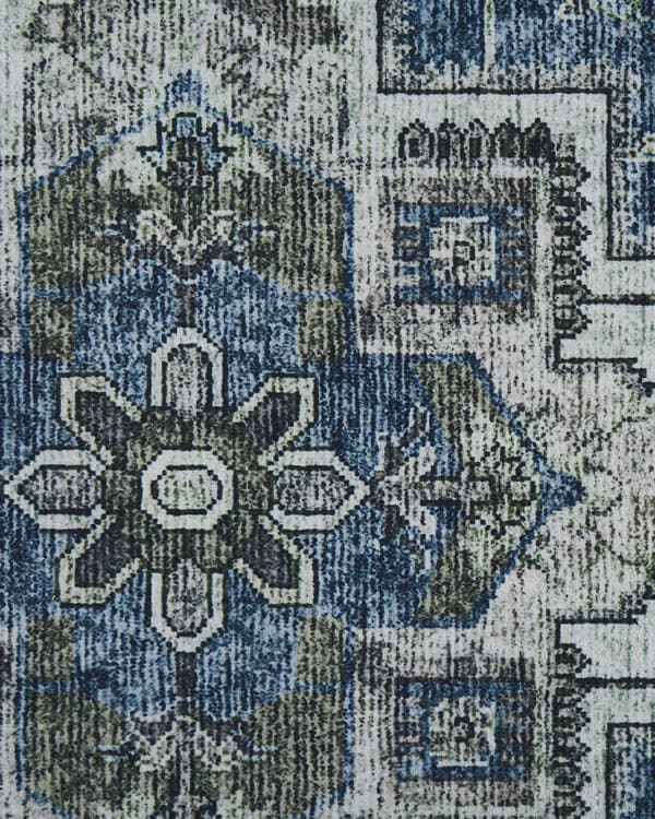 Gulvteppe Grå Blå Polyester 60 x 200 cm Moderne Stue Soverom Dekorasjon Orientalsk