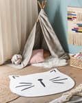 Miniatyrbilde 2 av 6: Barneteppe Hvit Polyester ⌀ 100 cm Lekeromsmatte Dyretrykk Kattetrykk