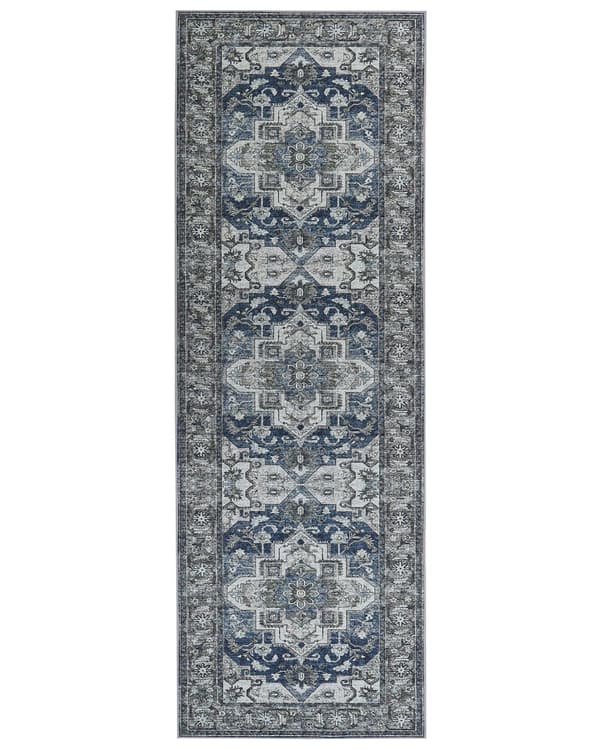 Gulvteppe Grå Blå Polyester 80 x 240 cm Moderne Stue Soverom Dekorasjon Orientalsk