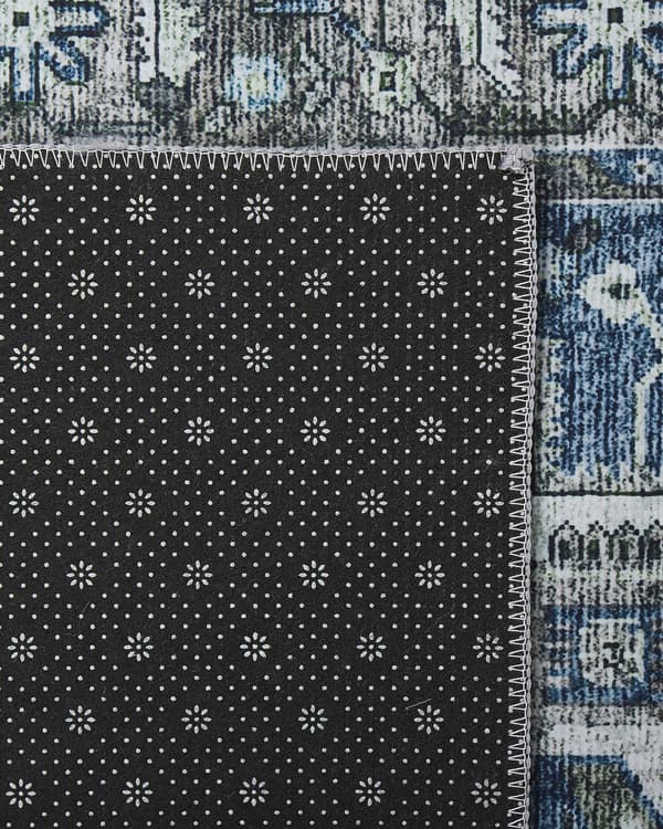 Gulvteppe Grå Blå Polyester 80 x 240 cm Moderne Stue Soverom Dekorasjon Orientalsk