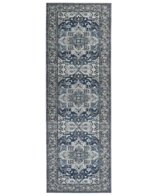 Gulvteppe Grå Blå Polyester 80 x 240 cm Moderne Stue Soverom Dekorasjon Orientalsk