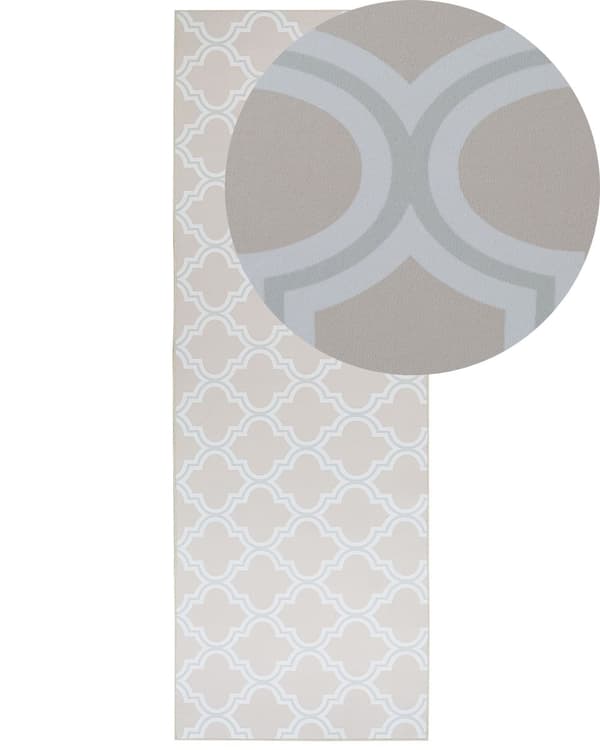 Teppe Beige Polyester 70 x 200 cm Løper Quatrefoil Orientalsk Tilbehør Tekstil Stue Soverom Gang