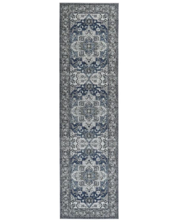 Gulvteppe Grå Blå Polyester 80 x 300 cm Moderne Stue Soverom Dekorasjon Orientalsk