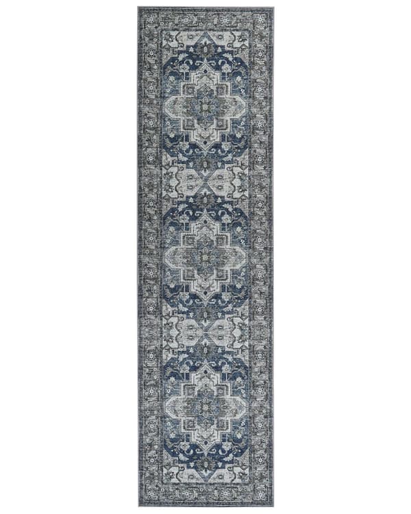 Gulvteppe Grå Blå Polyester 80 x 300 cm Moderne Stue Soverom Dekorasjon Orientalsk