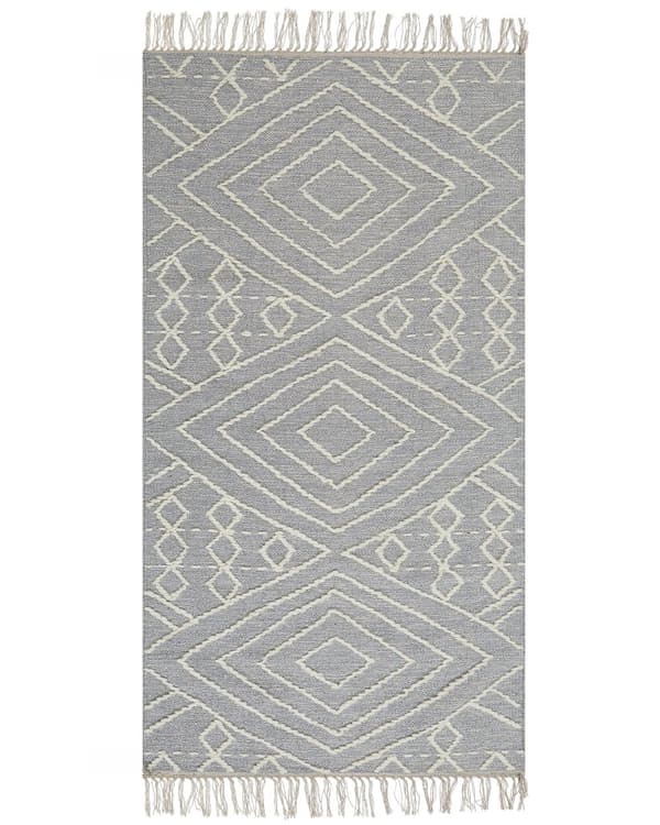 Teppe Grå Hvit Bomull 80 x 150 cm Frynser Geometrisk mønster Orientalsk Moderne Boho