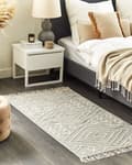Miniatyrbilde 2 av 6: Teppe Grå Hvit Bomull 80 x 150 cm Frynser Geometrisk mønster Orientalsk Moderne Boho