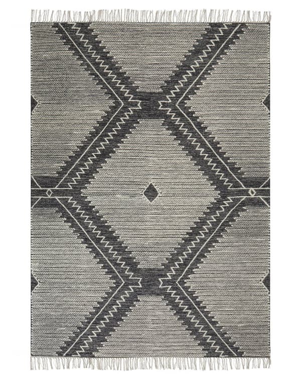 Teppe Bomull Svart Hvit 140 x 200 cm Frynser Geometrisk mønster Orientalsk Moderne Boho