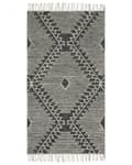 Miniatyrbilde 4 av 6: Teppe Bomull Svart Hvit 80 x 150 cm Frynser Geometrisk mønster Orientalsk Moderne Boho