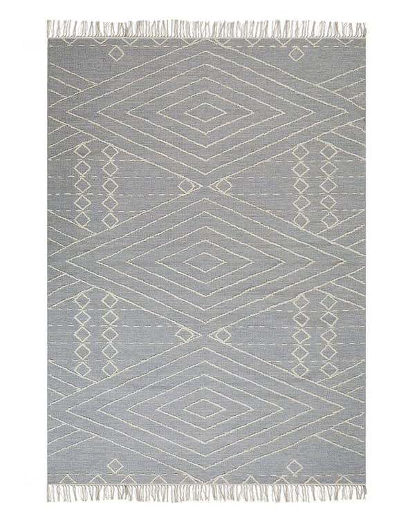 Teppe Grå Hvit Bomull 140 x 200 cm Frynser Geometrisk mønster Orientalsk Moderne Boho