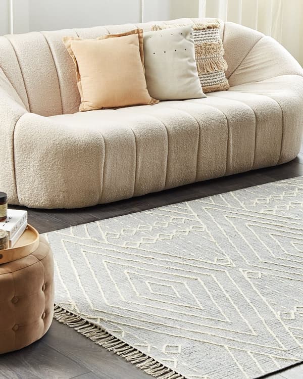 Teppe Grå Hvit Bomull 140 x 200 cm Frynser Geometrisk mønster Orientalsk Moderne Boho