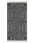 Miniatyrbilde 4 av 6: Teppe Svart Hvit Bomull 80 x 150 cm Frynser Geometrisk mønster Orientalsk Moderne Boho