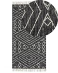 Miniatyrbilde 1 av 6: Teppe Svart Hvit Bomull 80 x 150 cm Frynser Geometrisk mønster Orientalsk Moderne Boho