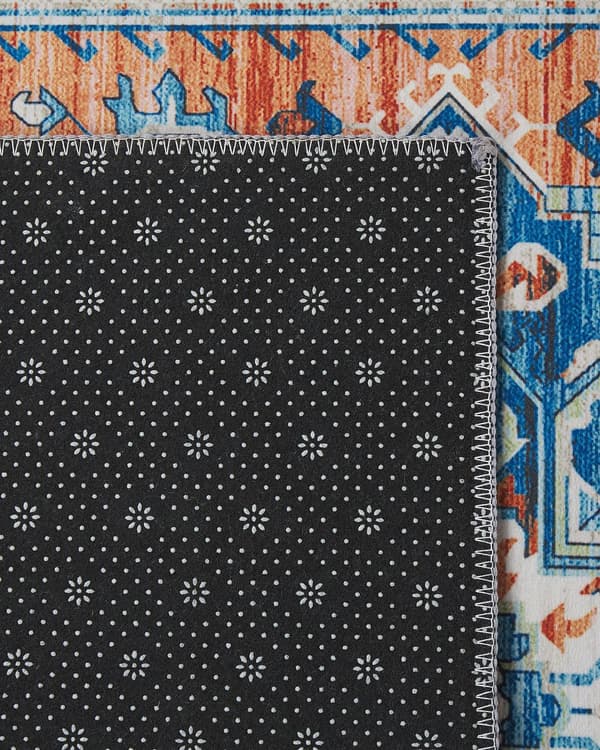 Gulvteppe Blå Oransje Polyester 60 x 200 cm Orientalsk Mønster Stue Soverom Moderne Gang