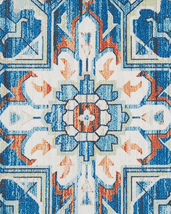 Gulvteppe Blå Oransje Polyester 60 x 200 cm Orientalsk Mønster Stue Soverom Moderne Gang