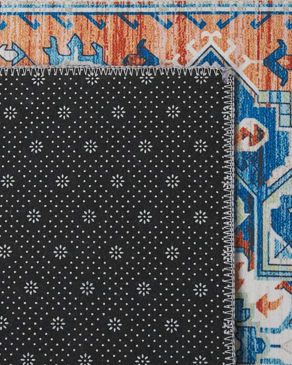 Gulvteppe Blå Oransje Polyester 70 x 200 cm Orientalsk Mønster Stue Soverom Moderne Gang