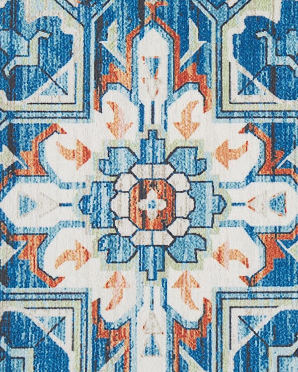 Gulvteppe Blå Oransje Polyester 70 x 200 cm Orientalsk Mønster Stue Soverom Moderne Gang