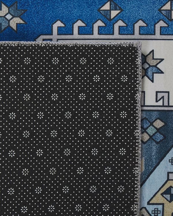 Gulvteppe Blå Beige Polyester 80 x 300 cm Geometrisk Mønster Stue Soverom Moderne Gang