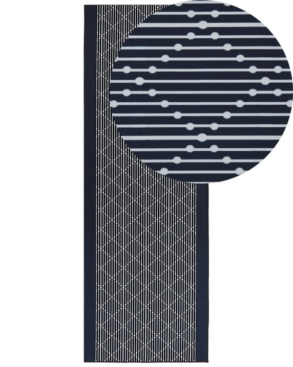 Teppe Marineblå Polyester 70 x 200 cm Løper Geometrisk mønster Stue Soverom Gang Tradisjonell