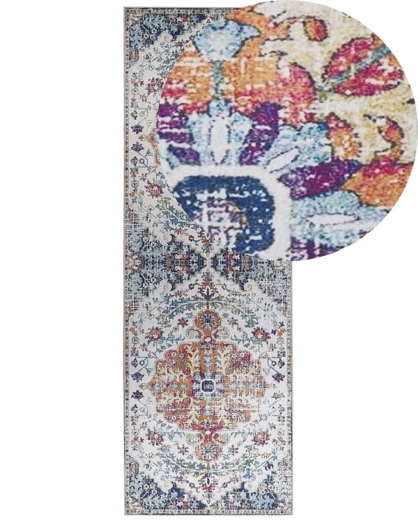 Teppe Flerfarget Polyester 80 x 240 cm Løper Distressed Orientalsk Vintage Stue Soverom Gang