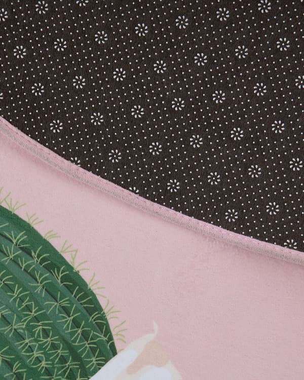 Teppe Rosa Grønn Polyester Rund 120 x 120 cm Kaktusmønster Barnehage Soverom