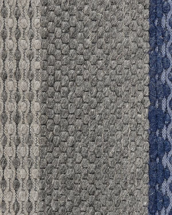 Teppe Blågrå Ull Polyester og Filt 160 x 220 cm Rektangulært Jacquardvevd Stripete Mønster Soverom Inngangsparti Moderne Interiørdesign Tilbehør