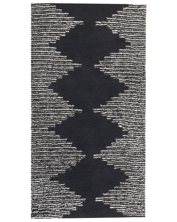 Bomullsteppe Teppe Svart Hvit Bomull 80 x 150 cm Skandinavisk Geometrisk Retro Mønster