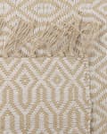 Miniatyrbilde 6 av 6: Teppe i beige jute og bomull 140 x 200 cm med frynser Håndvevd Boho Stue Soverom