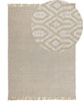 Miniatyrbilde 1 av 6: Teppe i beige jute og bomull 140 x 200 cm med frynser Håndvevd Boho Stue Soverom