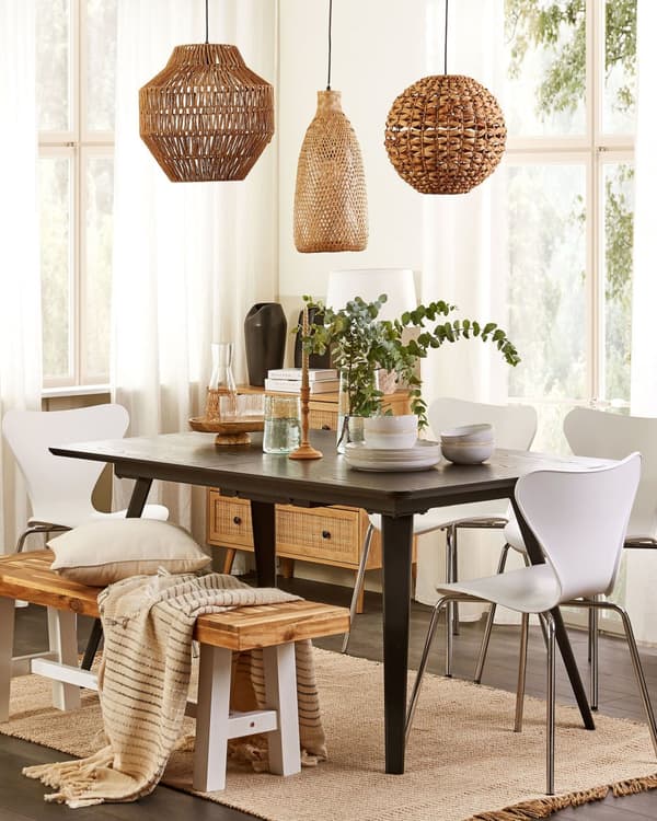 Teppe Beige Jute og Bomull 140 x 200 cm Frynsete Håndvevd Boho Gang Soverom