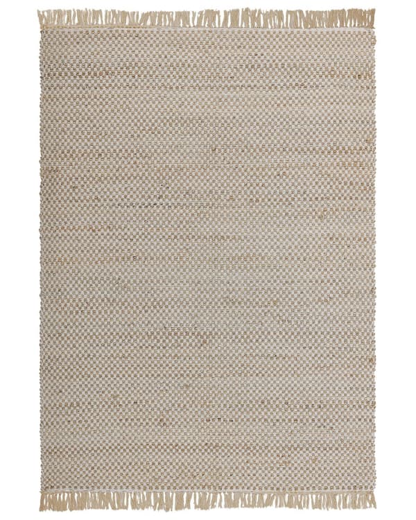 Teppe Beige Jute og Bomull 140 x 200 cm Frynsete Håndvevd Boho Gang Soverom