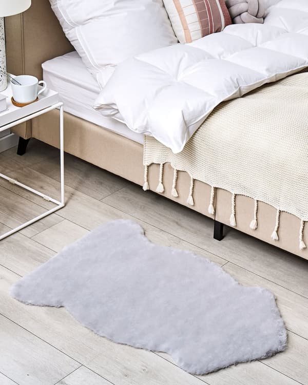 Teppe Grå Imitert Kaninpels Polyester 60 x 90 cm Teppe Stue Soverom Moderne
