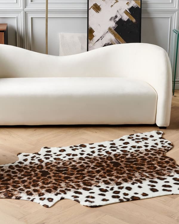 Kunstig Skinnteppe Brun Hvite flekker imitert kuskinn 130 x 170 cm Moderne Rusikk Teppe Områdeteppe
