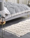 Miniatyrbilde 2 av 6: Bomullsteppe Teppe Beige 80 x 150 cm Marokkansk Mønster Stue Soverom