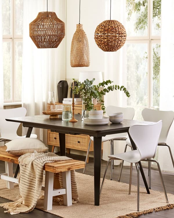 Teppe Beige Jute og Bomull 140 x 200 cm Frynser Håndvevd Boho Gang Soverom