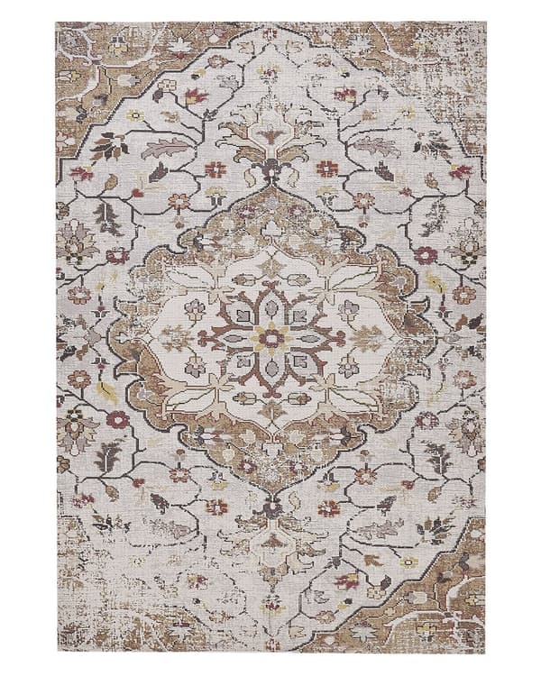 Teppe Brun Beige Polyester Bomull Blomstret Orientalsk 140 x 200 cm Stue