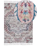 Miniatyrbilde 1 av 6: Teppe flerfarget polyester og bomull 150 x 230 cm Orientalsk mønster med dusker Stue Soverom