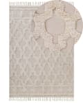 Miniatyrbilde 1 av 6: Bomullsteppe Teppe Beige 160 x 230 cm Quatrefoil Marokkansk Mønster Stue Soverom