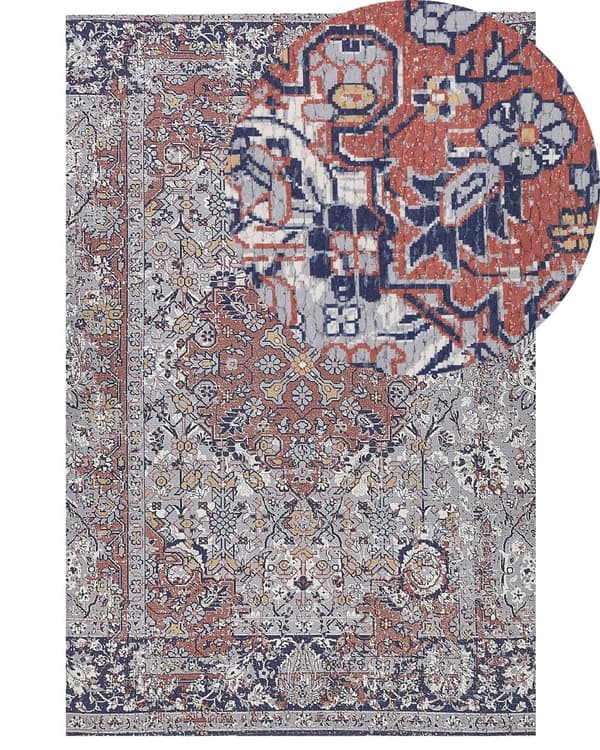 Teppe flerfarget polyester og bomull 150 x 230 cm orientalsk mønster stue soverom