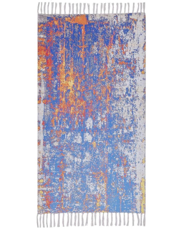 Teppe Flerfarget Polyester Bomull 80 x 150 cm Håndvevd Gulvteppe Abstrakt Stue